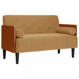 Cumpara ieftin Canapea loveseat cu perne de suport maro 110 cm catifea