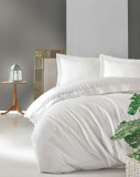 Cumpara ieftin Lenjerie de pat pentru o persoana, 2 piese, 135x200 cm, 100% bumbac satinat, Cotton Box, Elegant, alb
