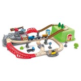 Set trenulet de lemn cu cutie depozitare 50 piese Hape