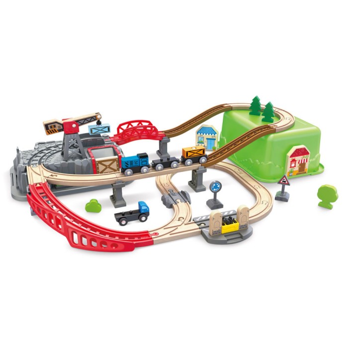 Set trenulet de lemn cu cutie depozitare 50 piese Hape