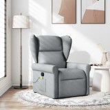 vidaXL Fotoliu de masaj rabatabil, gri deschis, textil