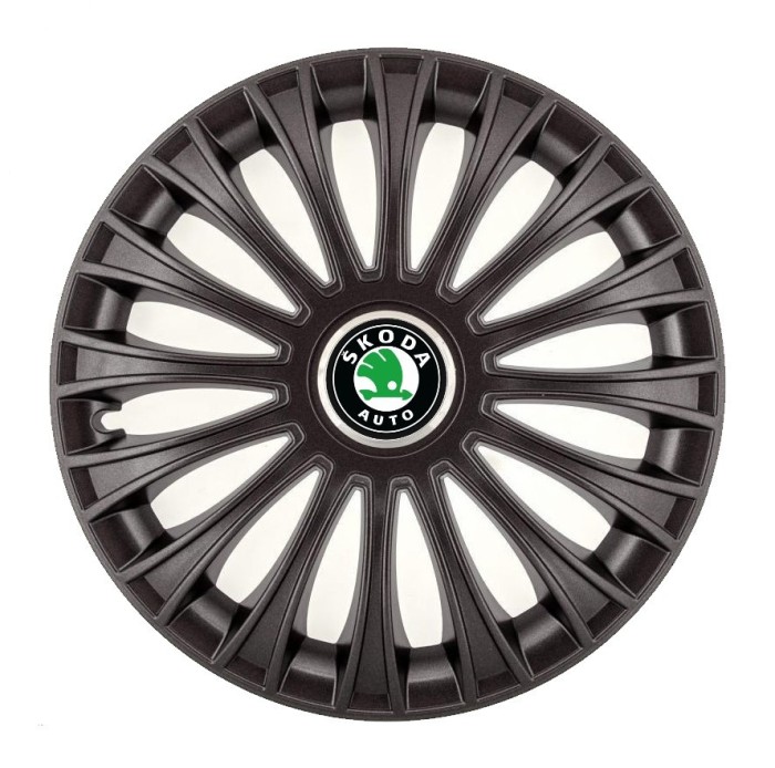 Set 4 Capace Roti, potrivite jantelor de R14, pentru Skoda, model dino Negru