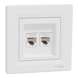 Priza RJ45 dubla UTP CAT5E Schneider Asfora alb EPH4400121