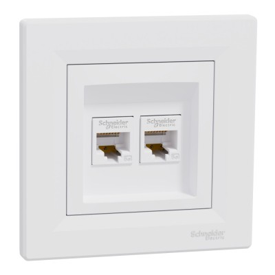 Priza RJ45 dubla UTP CAT5E Schneider Asfora alb EPH4400121 foto