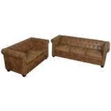 Set canapele Chesterfield cu 2 si 3 locuri, maro GartenMobel Dekor, vidaXL