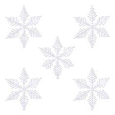 Ornamente Brad Crăciun, Fulgi, Albi, Irizați, Glitter, 10cm, Set 5 Bucăți