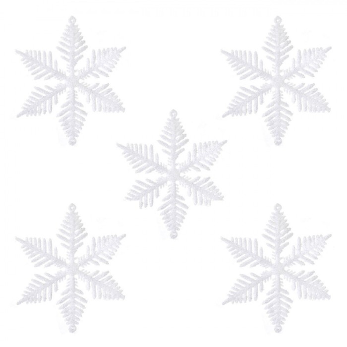 Ornamente Brad Crăciun, Fulgi, Albi, Irizați, Glitter, 10cm, Set 5 Bucăți
