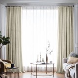 Draperie din catifea blackout cu rejansa din bumbac tip fagure, Madison, 200x210 cm, densitate 700 g/ml, Meringue, 1 buc