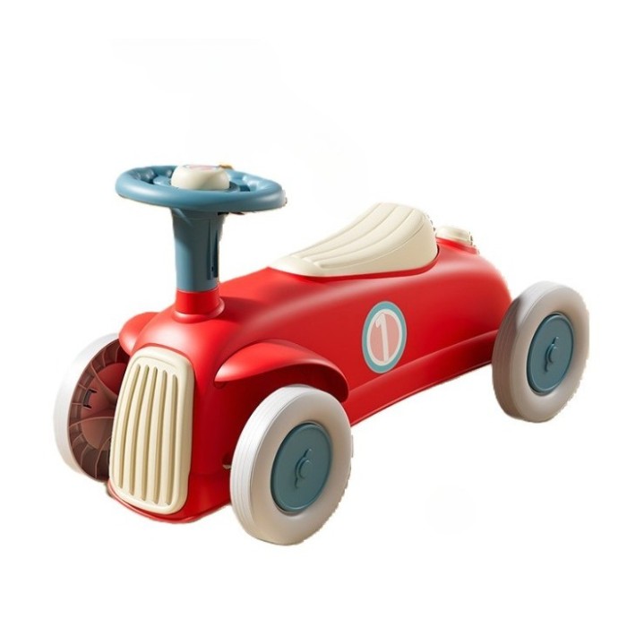 Masinuta ride-on flippy, cu sistem anti-rasturnare, claxon pe volan, 1-6 ani, 60 x 28 x 34 cm, rosu-crem