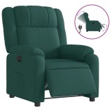 Cumpara ieftin Fotoliu rabatabil electric, verde inchis, material textil