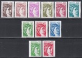 Franta 1981 - &bdquo;Sabine&rdquo; - Valori noi + Inscripție nouă, 3 Serii, 2 DT + 1 NDT pe verticala, SET COMPLET, MNH, Nestampilat