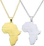 Cumpara ieftin Set 2 coliere cu pandantiv cu harta Africii, 55 cm, auriu + argintiu - RESIGILAT