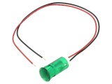 Lampă de control LED verde, plată, &Oslash;12mm, 24V DC