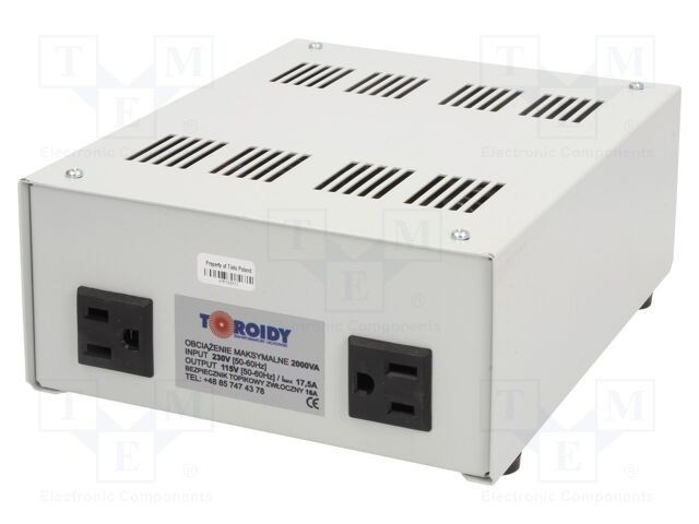 Autotransformator TOROIDY 230VAC 2000VA 115V