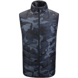 Vesta cu Incalzire, Unisex, 2 Zone de Incalzire, Umplutura Bumbac, 3 Trepte de Temperatura, Incarcare USB, Albastru, 74 - 84 kg, Marime XXXL