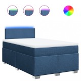 Cumpara ieftin Pat box spring cu saltea, albastru, 120x200 cm, textil