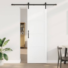 Ușa Glisantă Alb și negru 78 x 232 cm Lemn de pin solid și oțel