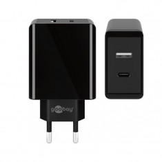 Incarcator de retea Goobay Dual-USB/USB-C, 28 W, incarcare rapida, PD, Negru foto