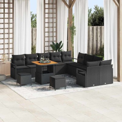 vidaXL Set de canapele pentru grădină 13 pcs Negru 80 x 80 x 71 cm 3364529 foto