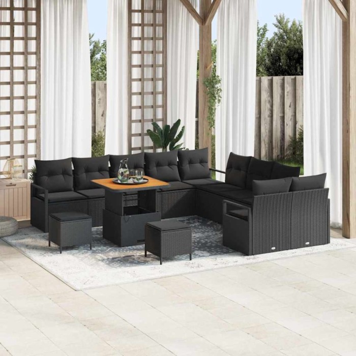 vidaXL Set de canapele pentru grădină 13 pcs Negru 80 x 80 x 71 cm 3364529