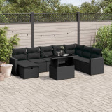 Set mobilier de gradina cu perne, 9 piese, negru, poliratan GartenMobel Dekor, vidaXL