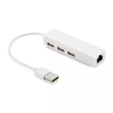 Cablu adaptor USB 2.0 la RJ45 retea Ethernet 100Mbps +HUB 3x USB 2.0 Well