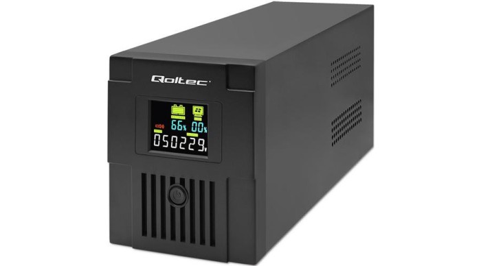 Qoltec Sursă de alimentare ne&icirc;ntreruptibilă interactivă UPS| Monolit | 2000VA | 1200W | LCD | USB