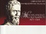 Arta,carnet Michelangelo 500 de la nastere ,Gibraltar,, Nestampilat