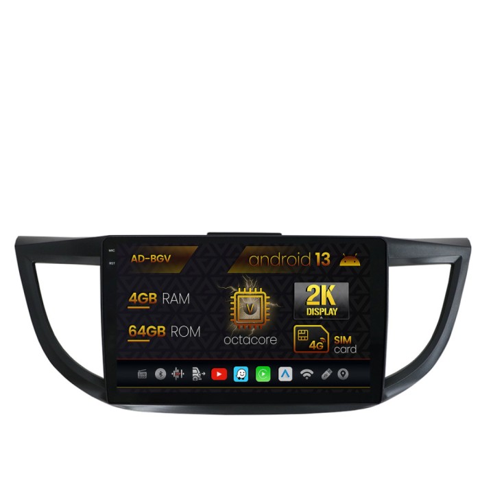 Navigatie Honda CRV (2011-2016), Android 13, V-Octacore 4GB RAM + 64GB ROM, 9.5 Inch - AD-BGV9004+AD-BGRKIT003