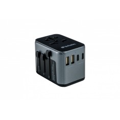 Adaptor universal Verbatim UTA-03, 6-in-1Priza cu USB-C PD si QC, 2 x USB-C, 2 x USB-A &quot;49545&quot; (timbru verde 0.18 lei)