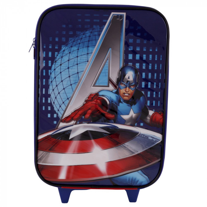 Troler mare Captain America The Avengers Marvel, pentru copii, 46x31x15 cm, Multicolor