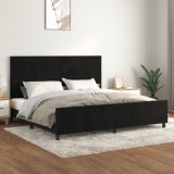 Gossi cadru de pat cu tablie, negru, 200x200 cm, catifea