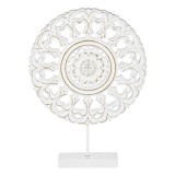 Decoratiune din Lemn, Floare Alba, Model Brushed, 20x5x27cm, CMCLASS