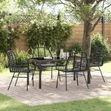 vidaXL Set de masă pentru grădină 5 pcs Negru poliratan