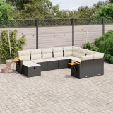 vidaXL Set canapele de grădină cu perne, 10 piese, negru, poliratan 3227155