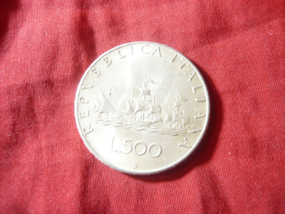 Moneda 500 Lire Italia 1966 argint 835 , AUNC foto