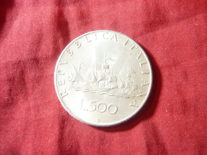 Moneda 500 Lire Italia 1966 argint 835 , AUNC