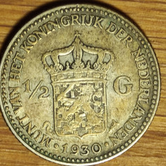 Olanda - moneda de colectie - 1/2 gulden 1930 - 5g argint .720 - superba !