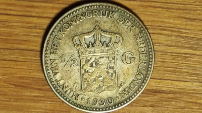 Olanda - moneda de colectie - 1/2 gulden 1930 - 5g argint .720 - superba ! foto