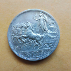 ITALIA 2 LIRE 1915 - VITTORIO EMANUELE III - Argint - (248)