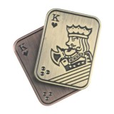 Jucarie Antistres Metalica, Flippy, Fidget Slider Premium, Model Poker King, Mecanism Magnetic Haptic, Otel Inoxidabil, pentru Adulti, 4.8 x 3.6, Auri