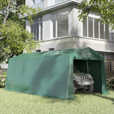 Outsunny Carport 6m x 3m, cort de depozitare pentru gradina, din PVC anti-UV si usi duble cu fermoar