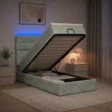 Cumpara ieftin Pat Ottoman cu Saltea si LED Gri deschis 80 x 200 cm Catifea