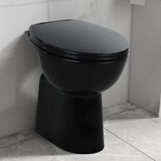 Vas WC fara rama închidere silentioasa, + 7 cm, negru, ceramica GartenMobel Dekor