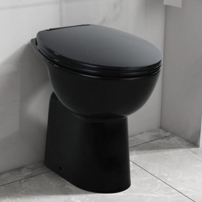 Vas WC fara rama &amp;icirc;nchidere silentioasa, + 7 cm, negru, ceramica GartenMobel Dekor foto
