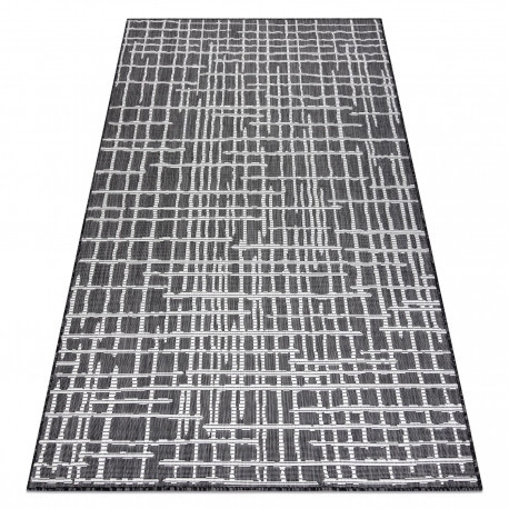 Covor SISAL SION Spalier, linii 22144 țesute plate negru / ecru, 120x170 cm