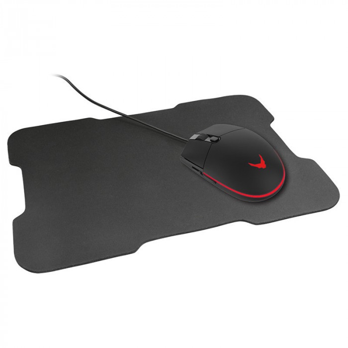 Mouse gaming, 3200 dpi, LED, cablu 1.5 m, mousepad inclus, Negru