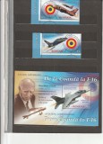 ROMANIA 2016 LP 2121 LP 2121 a AVIATIE ANIVERSARI DE LA COANDA LA F-16 SERIE + COLITA MNH NESTAMPILATE