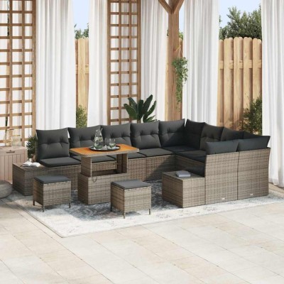vidaXL Set de canapele pentru grădină 12 pcs Gri deschis și gri &amp;icirc;nchis 3364778 foto