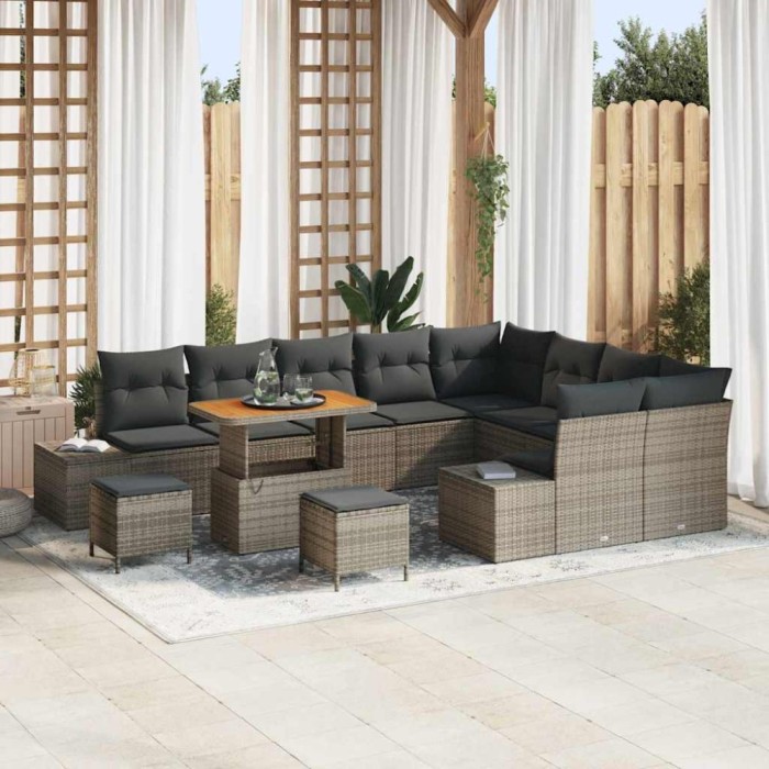 vidaXL Set de canapele pentru grădină 12 pcs Gri deschis și gri &icirc;nchis 3364778